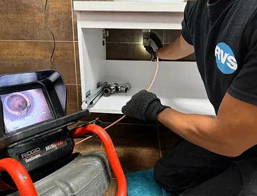 Loodgieter voert camera-inspectie uit bij riolering lekkage